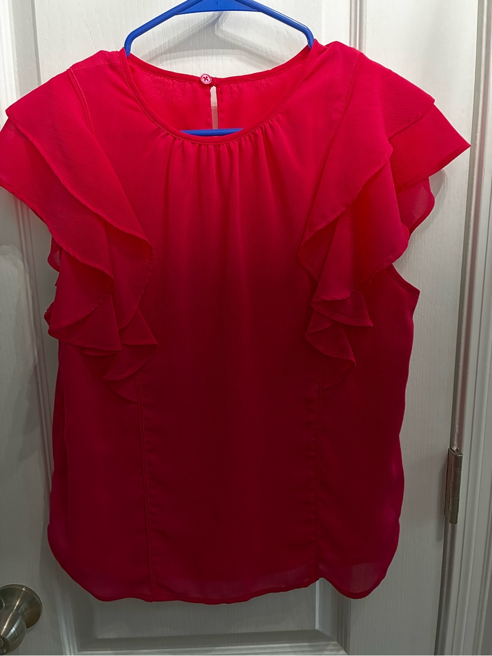 Hot pink Ruffle top Size Small